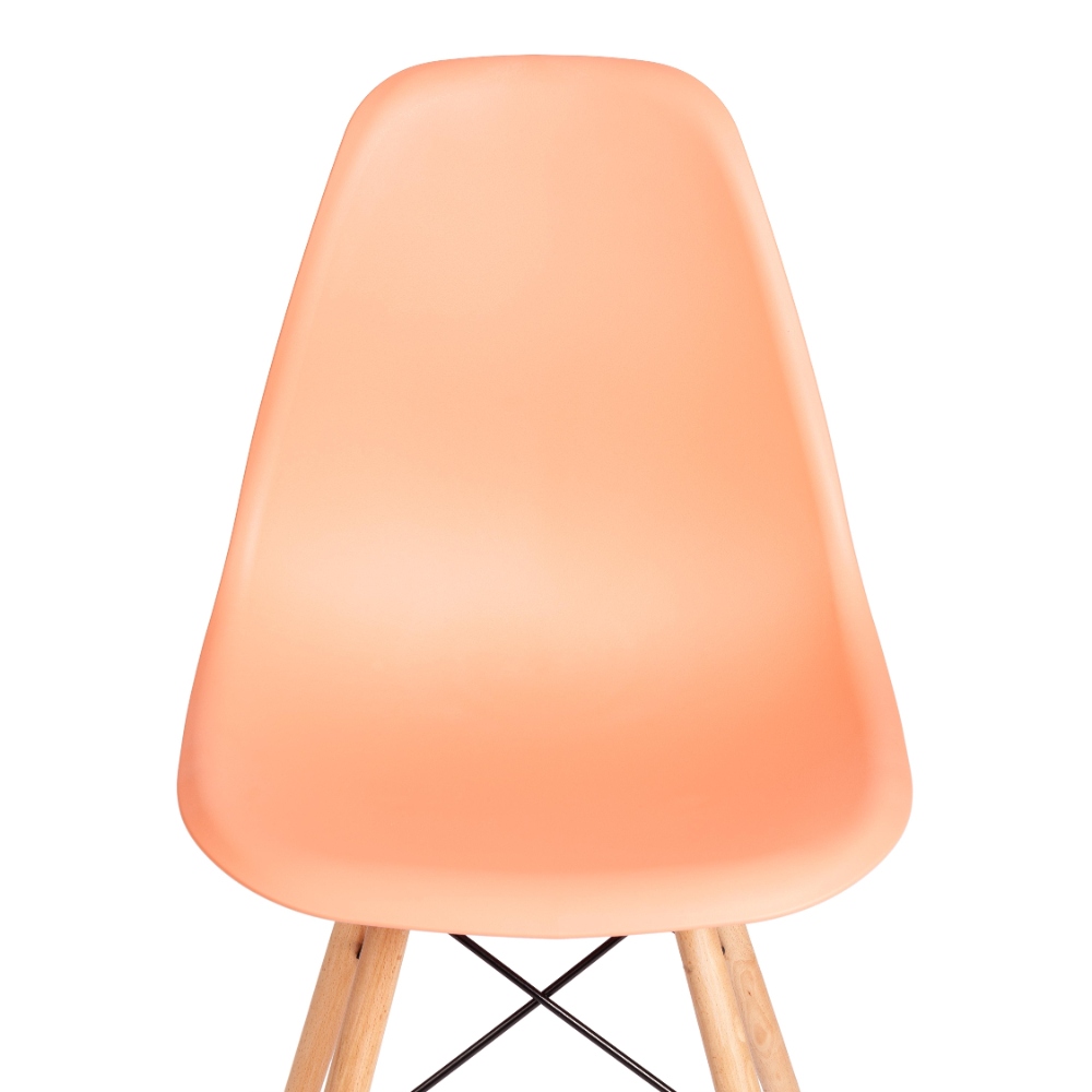 Стул ТС Cindy Chair пластиковый с ножками из бука оранжевый 45х51х82 см, цвет натуральное дерево, черный - фото 7