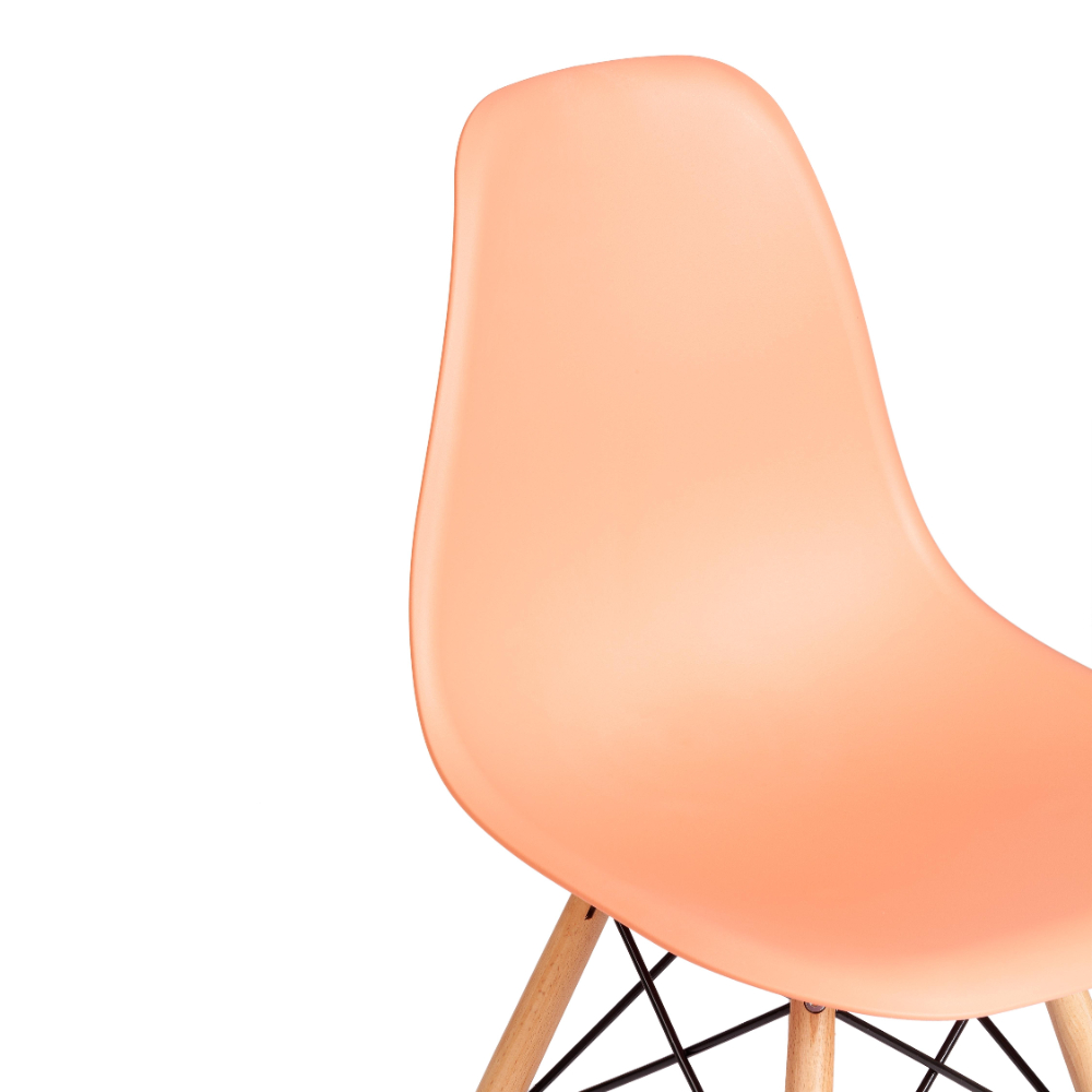 Стул ТС Cindy Chair пластиковый с ножками из бука оранжевый 45х51х82 см, цвет натуральное дерево, черный - фото 8