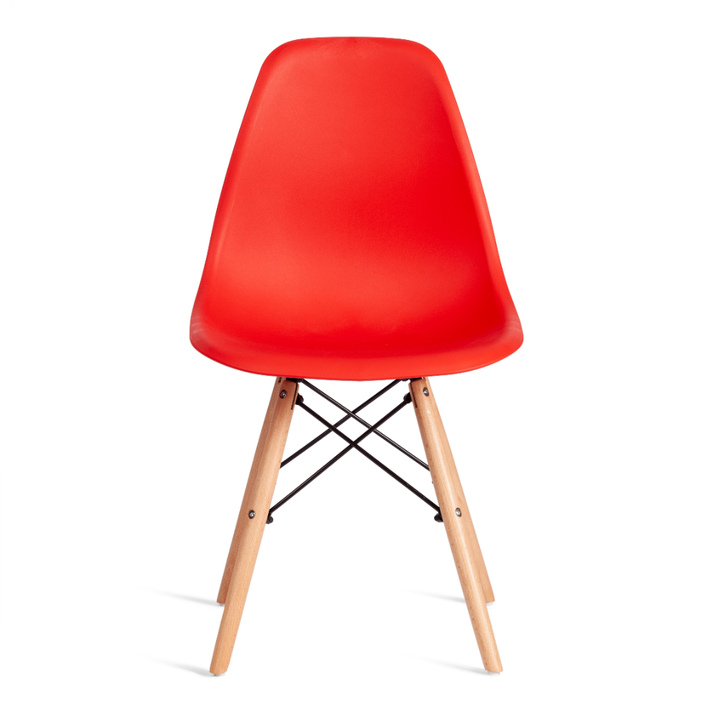 Стул ТС Cindy Chair пластиковый с ножками из бука красный 45х51х82 см, цвет натуральное дерево, черный - фото 3