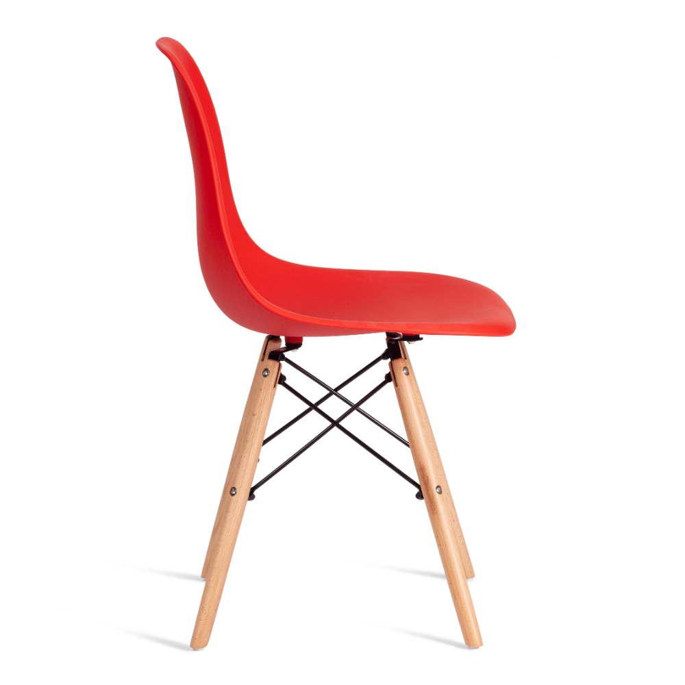 Стул ТС Cindy Chair пластиковый с ножками из бука красный 45х51х82 см, цвет натуральное дерево, черный - фото 4