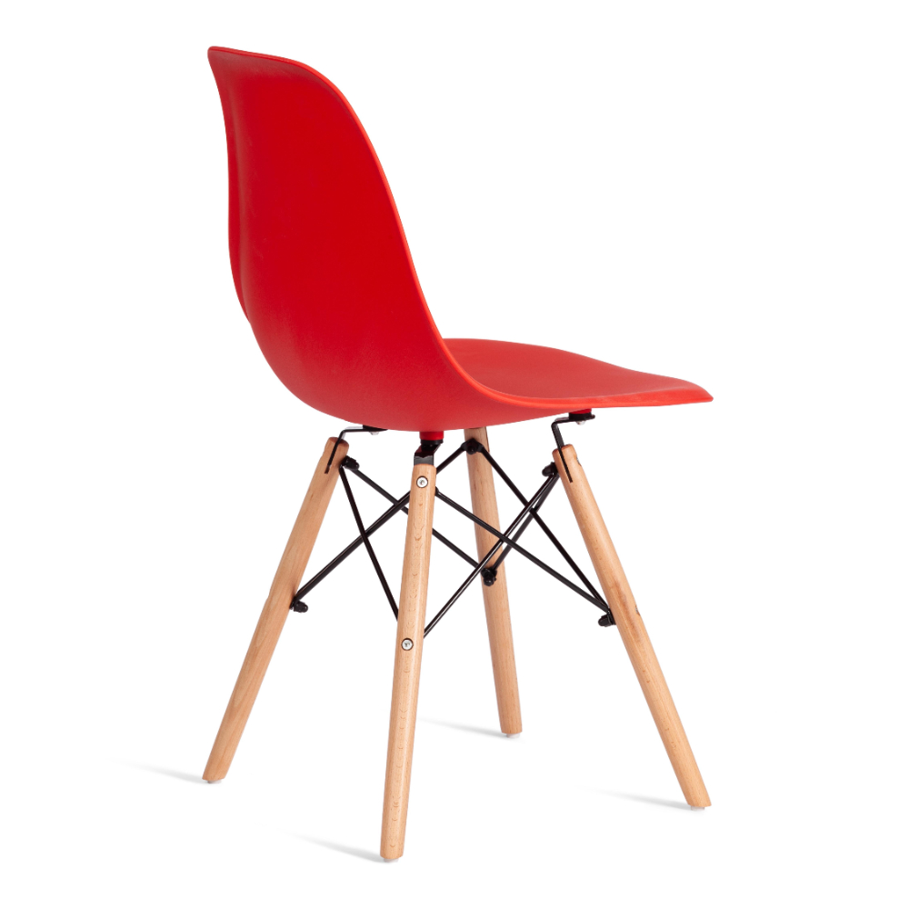 Стул ТС Cindy Chair пластиковый с ножками из бука красный 45х51х82 см, цвет натуральное дерево, черный - фото 5