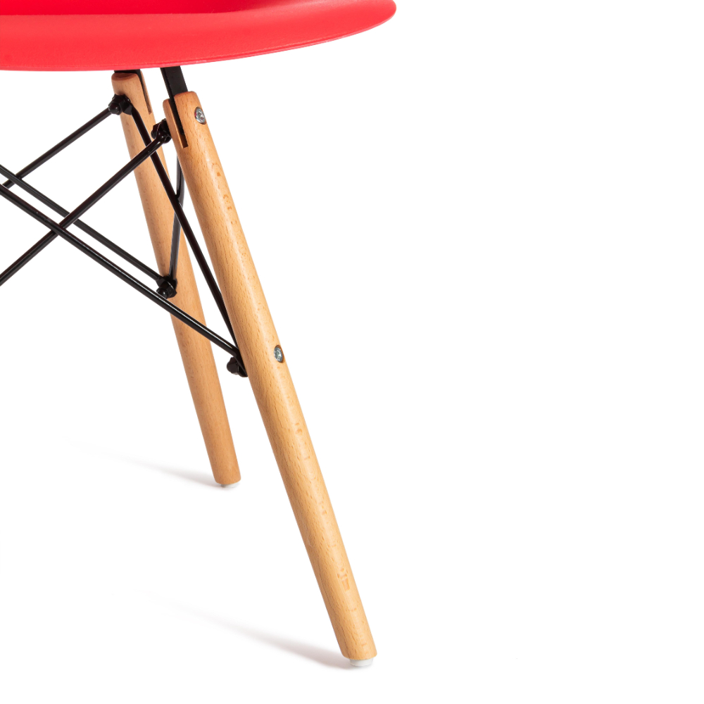 Стул ТС Cindy Chair пластиковый с ножками из бука красный 45х51х82 см, цвет натуральное дерево, черный - фото 9