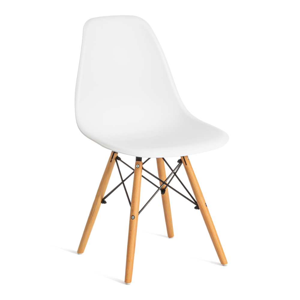 Стул ТС Cindy Chair пластиковый с ножками из бука белый 45х51х82 см, цвет натуральное дерево, черный