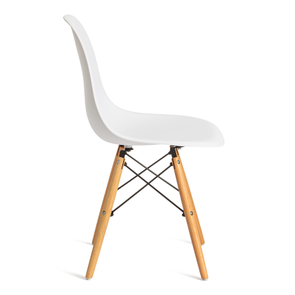 Стул ТС Cindy Chair пластиковый с ножками из бука белый 45х51х82 см, цвет натуральное дерево, черный - фото 4