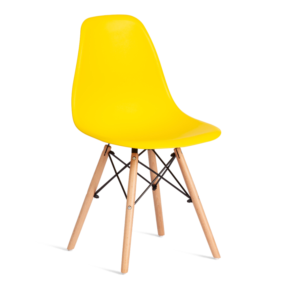 Стул ТС Cindy Chair пластиковый с ножками из бука желтый 45х51х82 см цена и фото