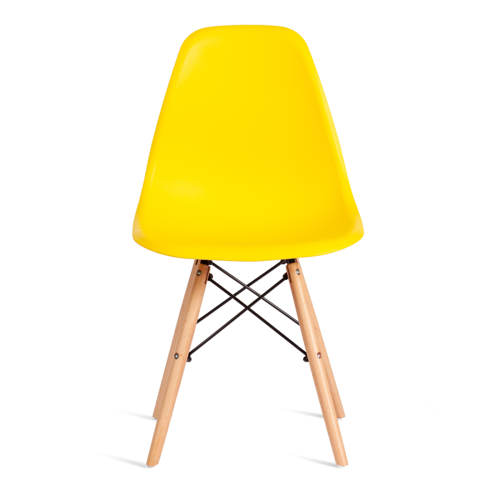 Стул ТС Cindy Chair пластиковый с ножками из бука желтый 45х51х82 см, цвет натуральное дерево, черный - фото 3