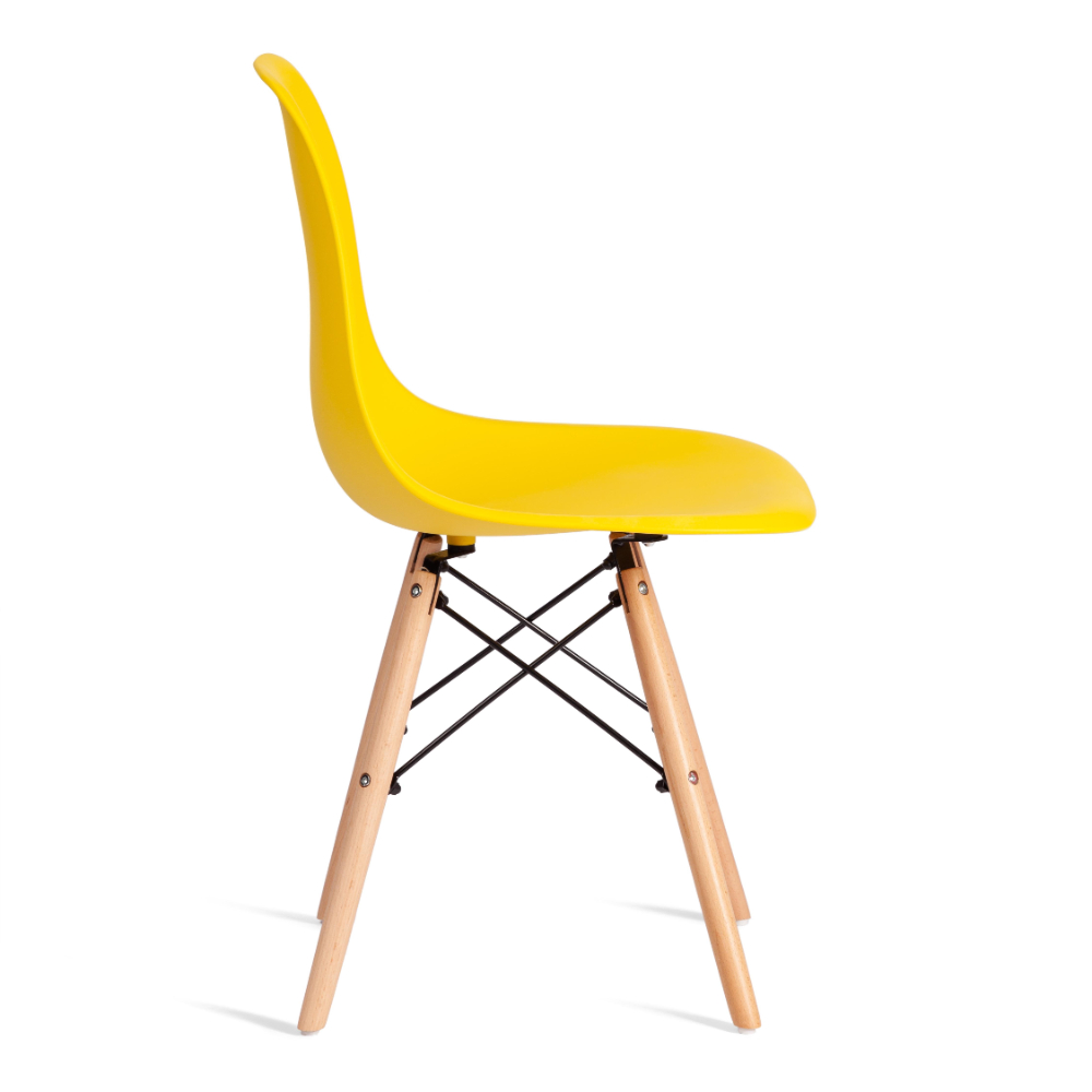 Стул ТС Cindy Chair пластиковый с ножками из бука желтый 45х51х82 см, цвет натуральное дерево, черный - фото 4