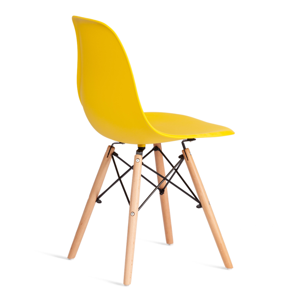 Стул ТС Cindy Chair пластиковый с ножками из бука желтый 45х51х82 см, цвет натуральное дерево, черный - фото 5