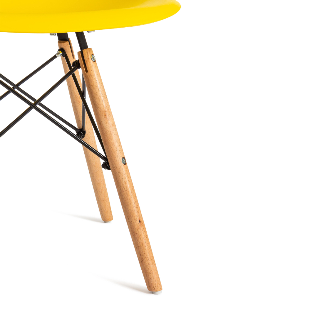 Стул ТС Cindy Chair пластиковый с ножками из бука желтый 45х51х82 см, цвет натуральное дерево, черный - фото 9