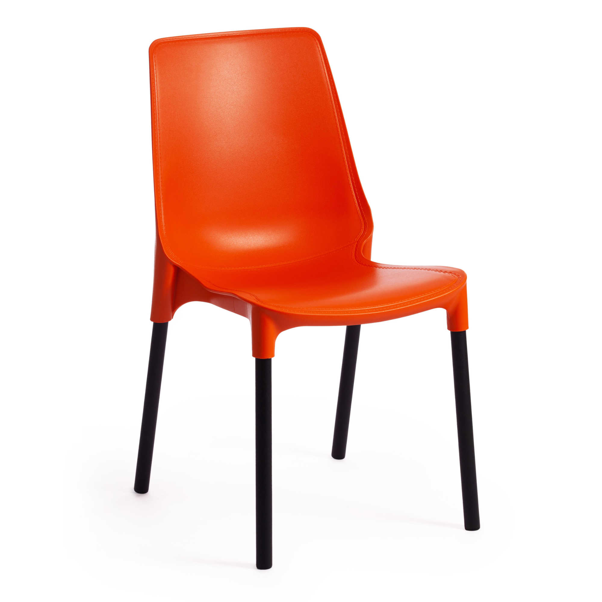 Стул ТС пластик с металлическими ножками оранжевый 46х56х84 см, цвет черный - фото 1