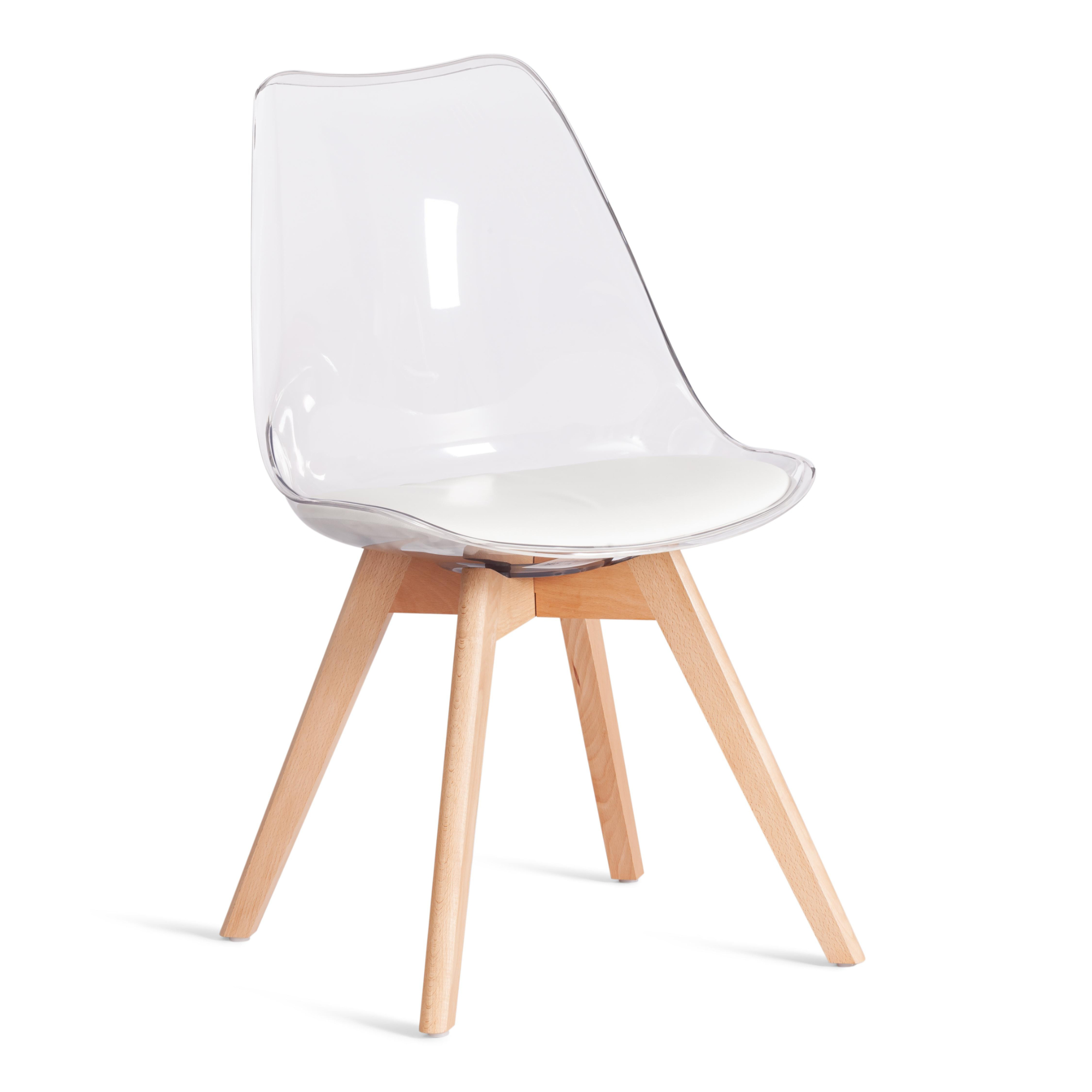 стул для кухни harbour пластик серый ножки дерево Стул ТС Tulip прозрачный экокожа и бук 47,5x55x80 см