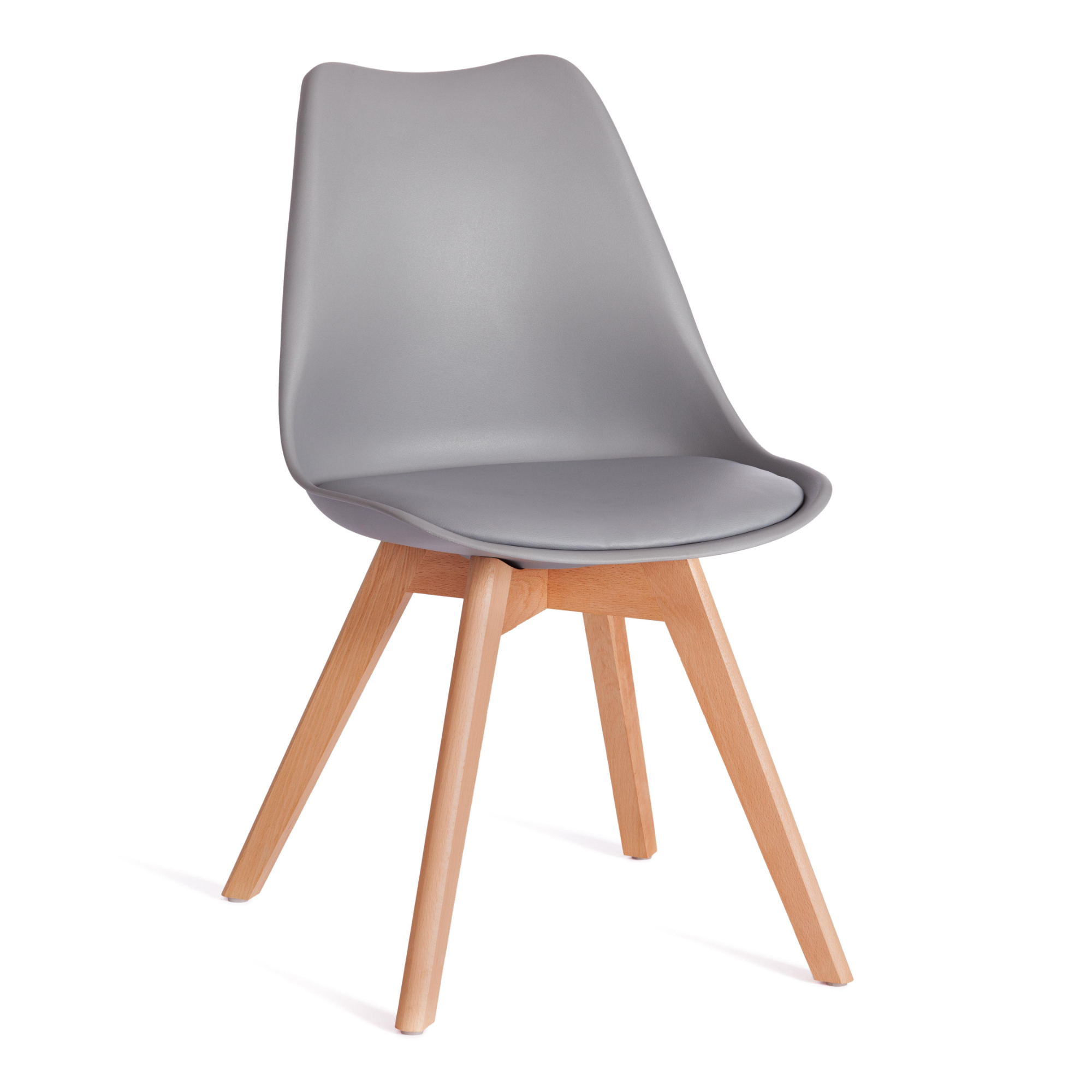 стул для кухни harbour пластик серый ножки дерево Стул ТС серый из дерева, пластика, экокожи 47,5x55x80 см