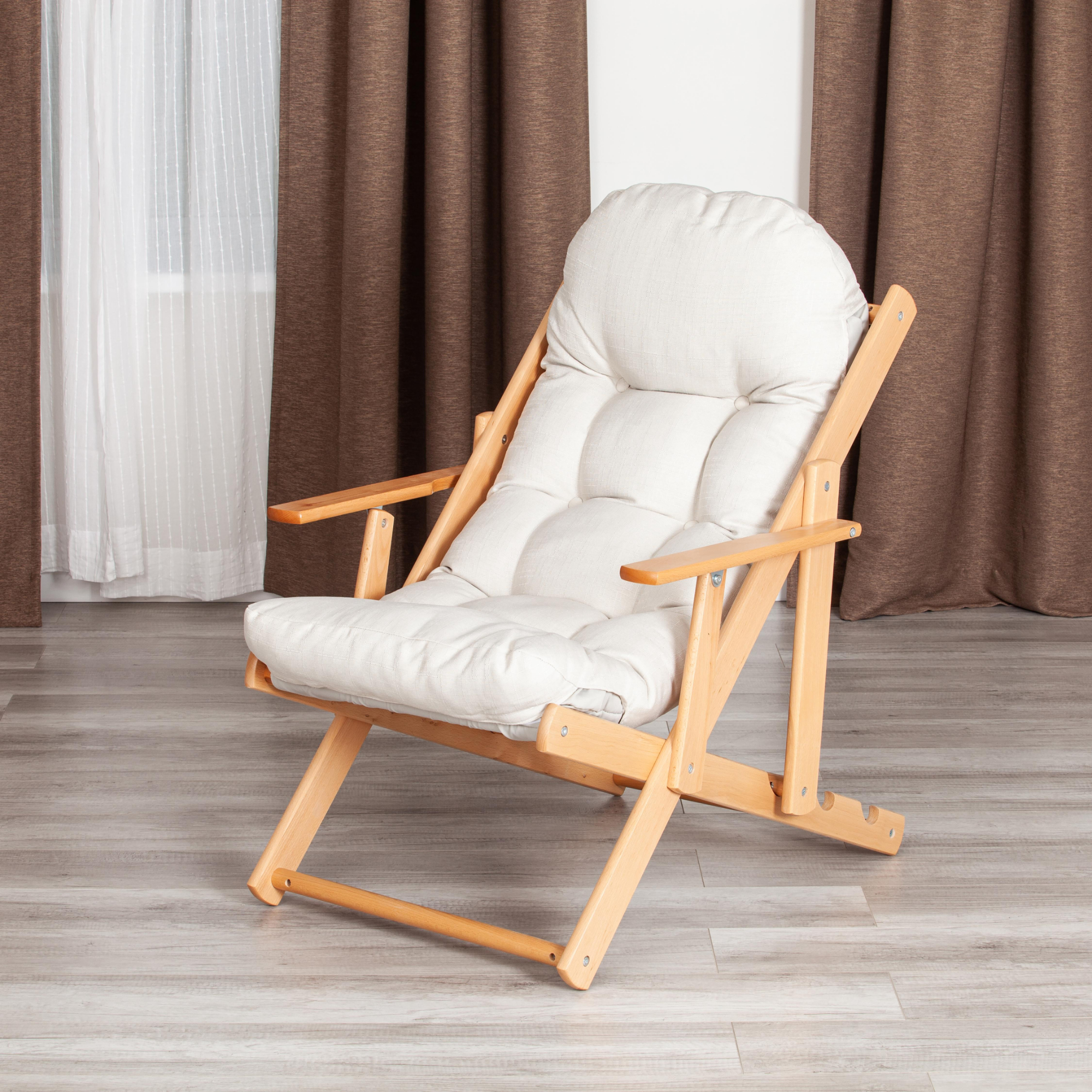Кресло ТС Shnauff деревянное с натуральным хлопком 72,5х82-90х84-103 см, цвет натуральное дерево - фото 2