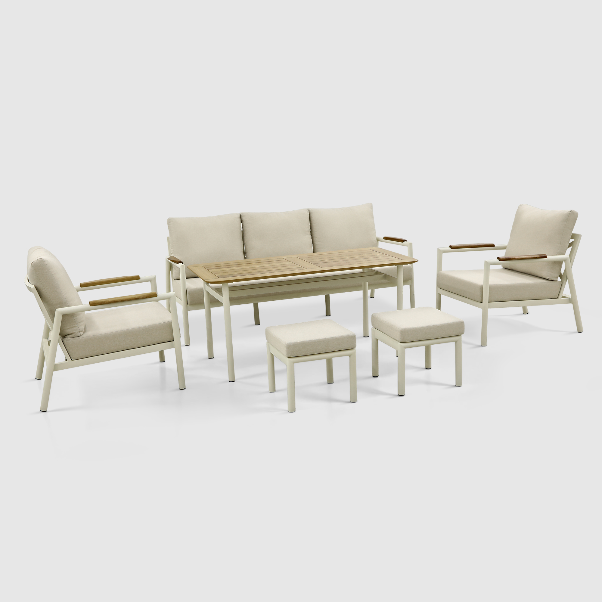 Комплект мебели Natura Garden Liva из 6 предметов кремовый, цвет светло-серый, размер 192х72х79