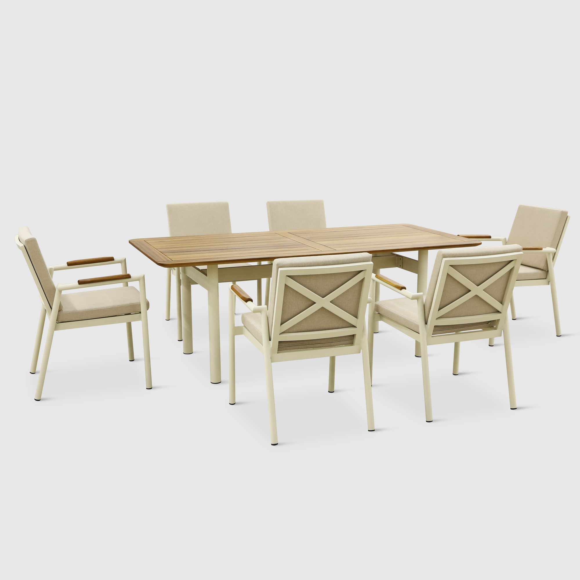 Комплект мебели обеденный Natura Garden Liva из 7 предметов кремовый, цвет светло-серый, размер 64х70х83