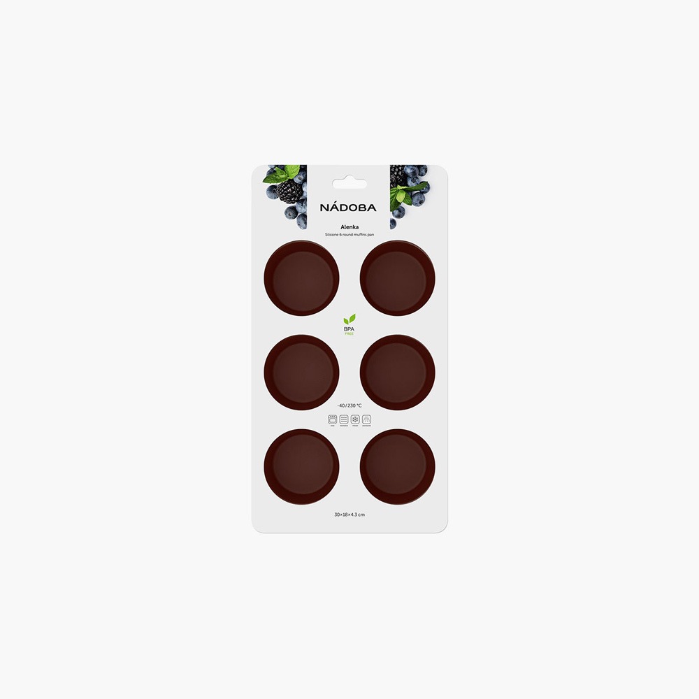 Форма для выпечки Nadoba Alenka для 6 круглых маффинов силиконовая 30x18x4,3 см, цвет коричневый - фото 3