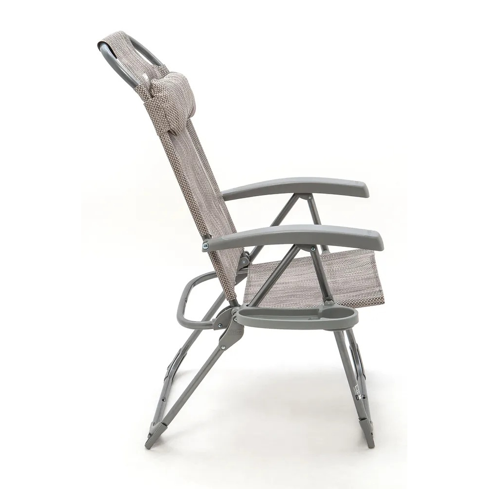 Кресло-шезлонг Ника с полкой складное муссон 120 кг 75х70х109 см, цвет серый - фото 2