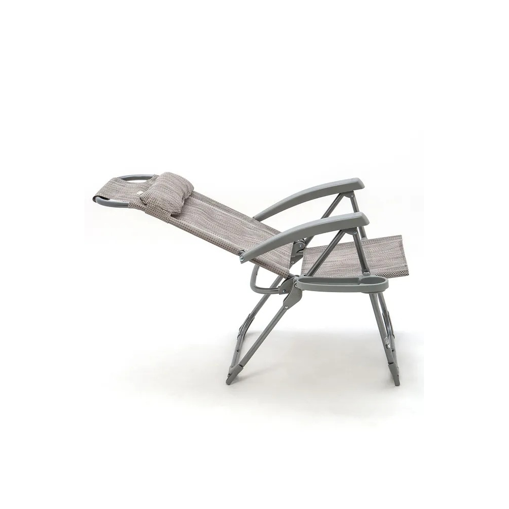 Кресло-шезлонг Ника с полкой складное муссон 120 кг 75х70х109 см, цвет серый - фото 3