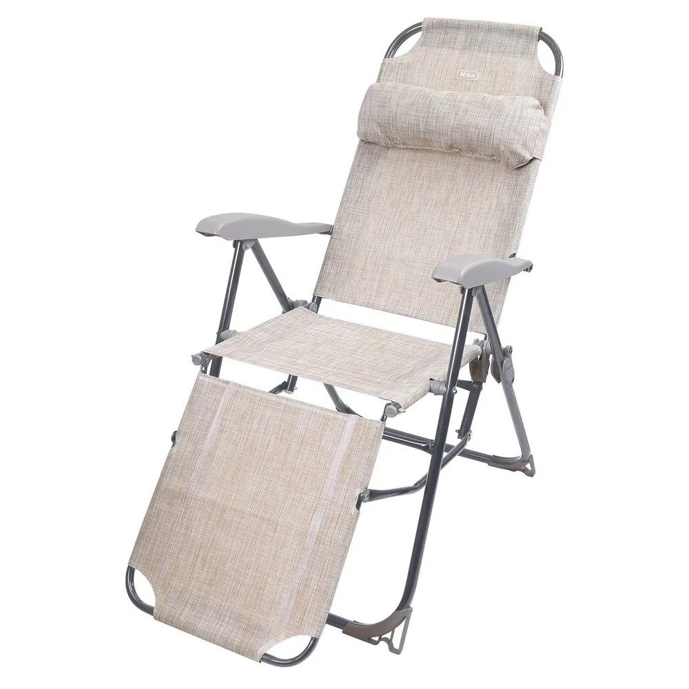 Кресло-шазлонг Ника с подножкой песочное 82x59x116 см кресло шезлонг из дышащей прочной ткани для отдыха