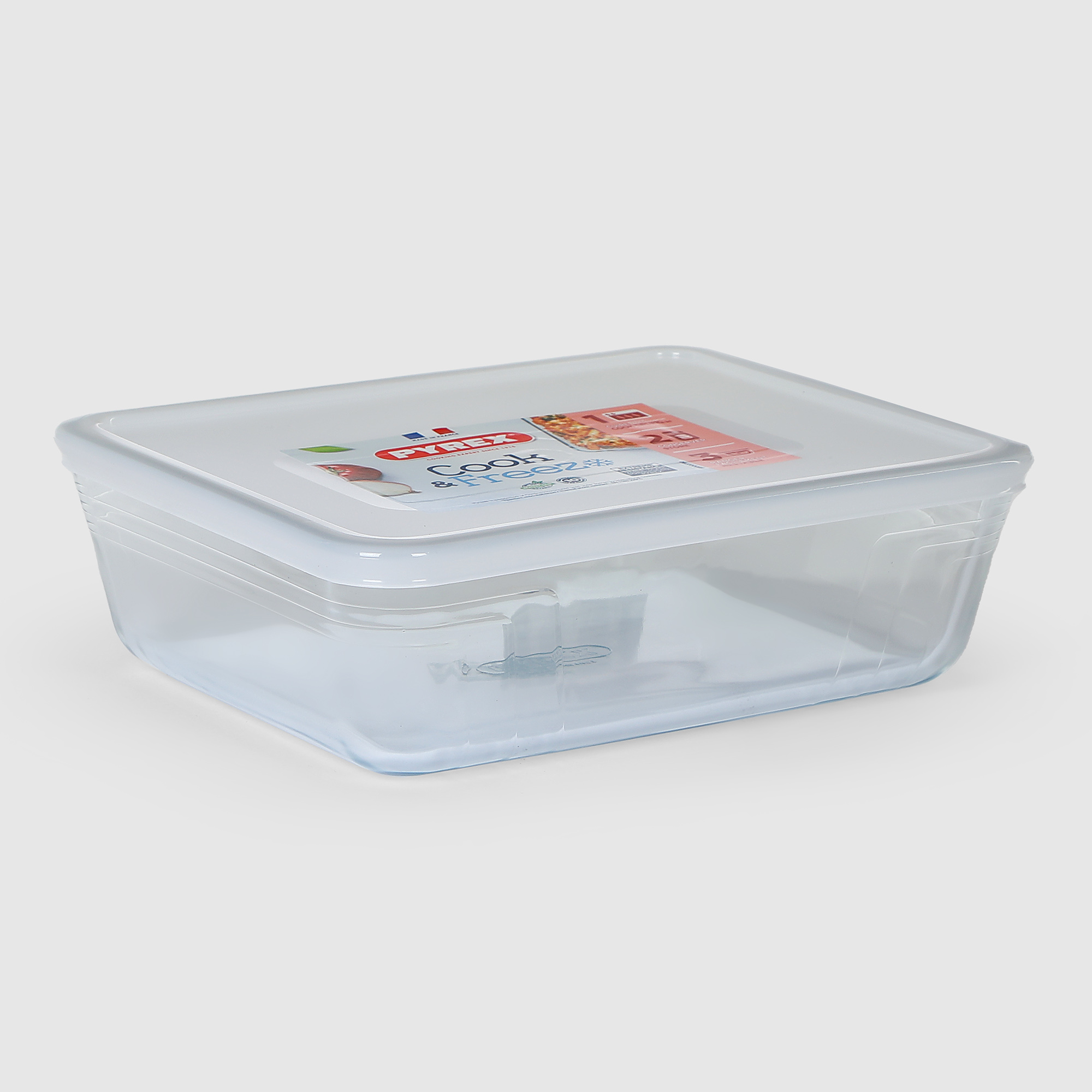 Форма для запекания Pyrex прямоугольная с пластиковой крышкой 2,7 л