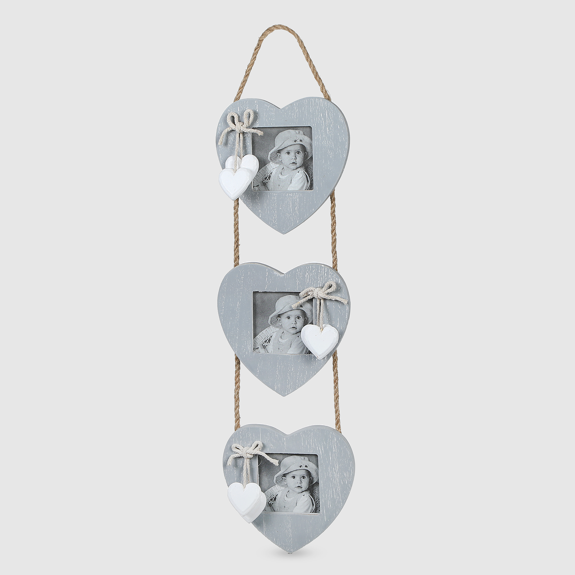 Фоторамка в форме сердца Dekor pap деревянная серая 14х55,5х2 см, цвет серый