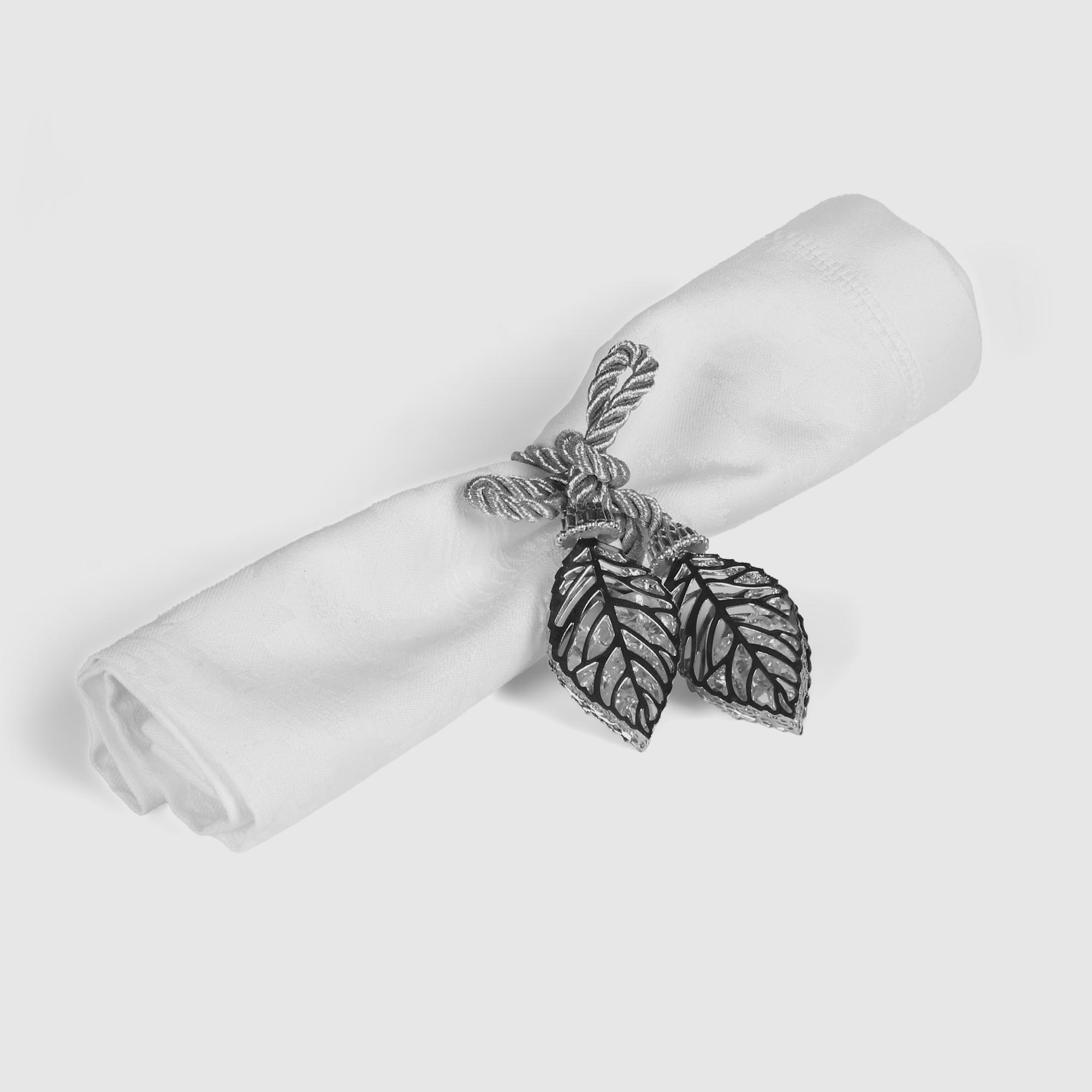 фото Кольцо для салфеток dekor pap из акрила серебристое с листьями