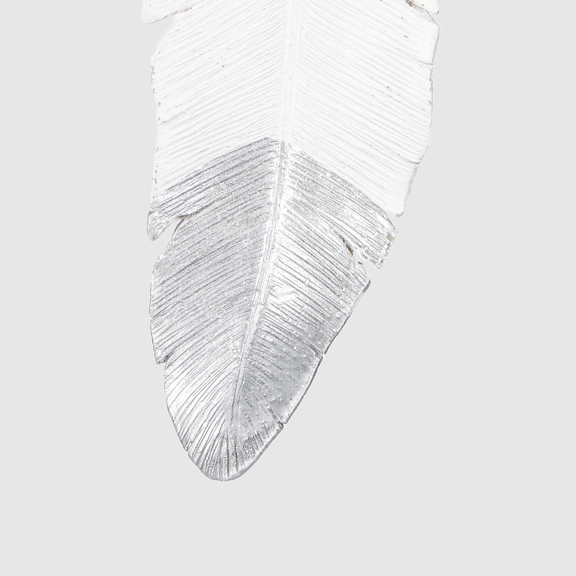 Листок Dekor pap декоративный бело-серебристый 14х5х2 см, цвет белый - фото 4