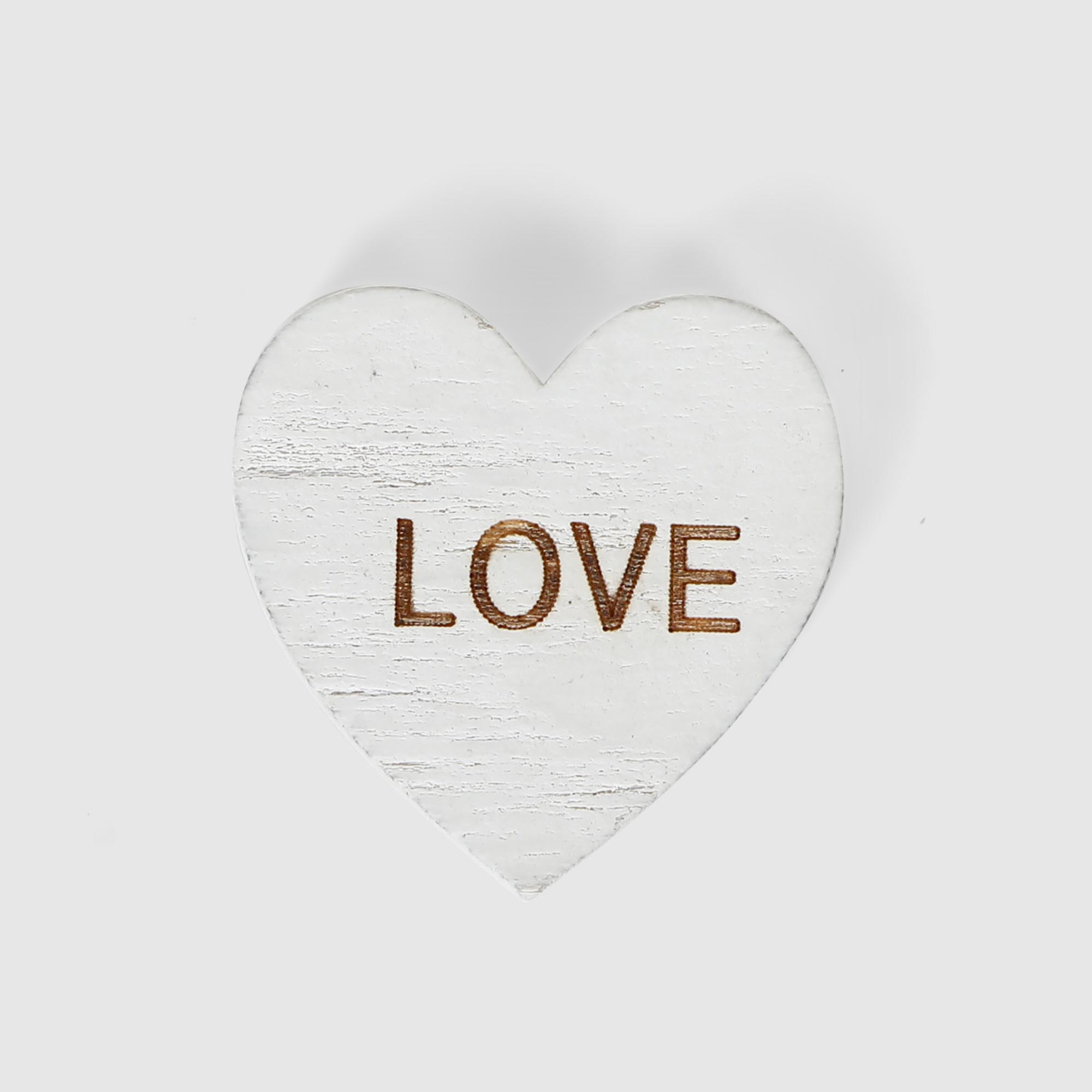 Набор сердец Dekor pap декоративных деревянных с надписью love, цвет белый