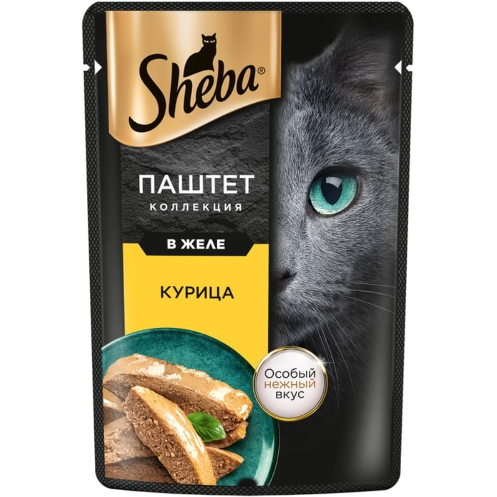 Влажный корм для кошек Sheba с курицей, нежный паштет в желе 75 г