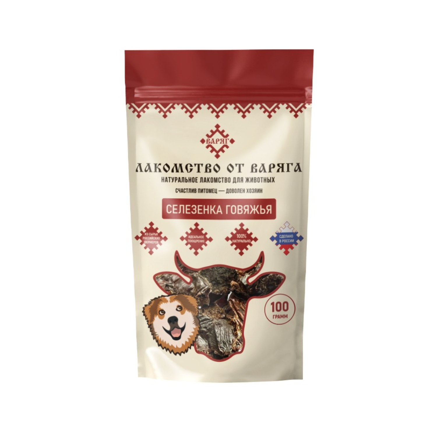 Лакомство для собак Варяг селезенка говяжья 100 г 299₽