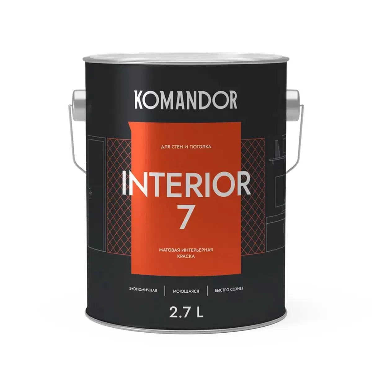 Краска матовая Komandor Interior 7 База A 2,7 л