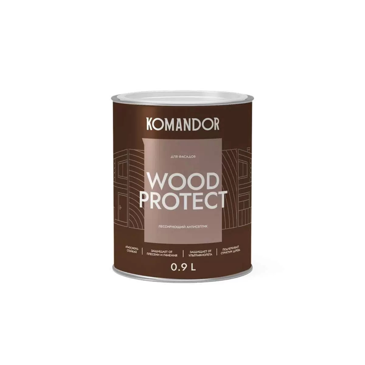Антисептик лессирующий Komandor Wood Protect 0,9 л