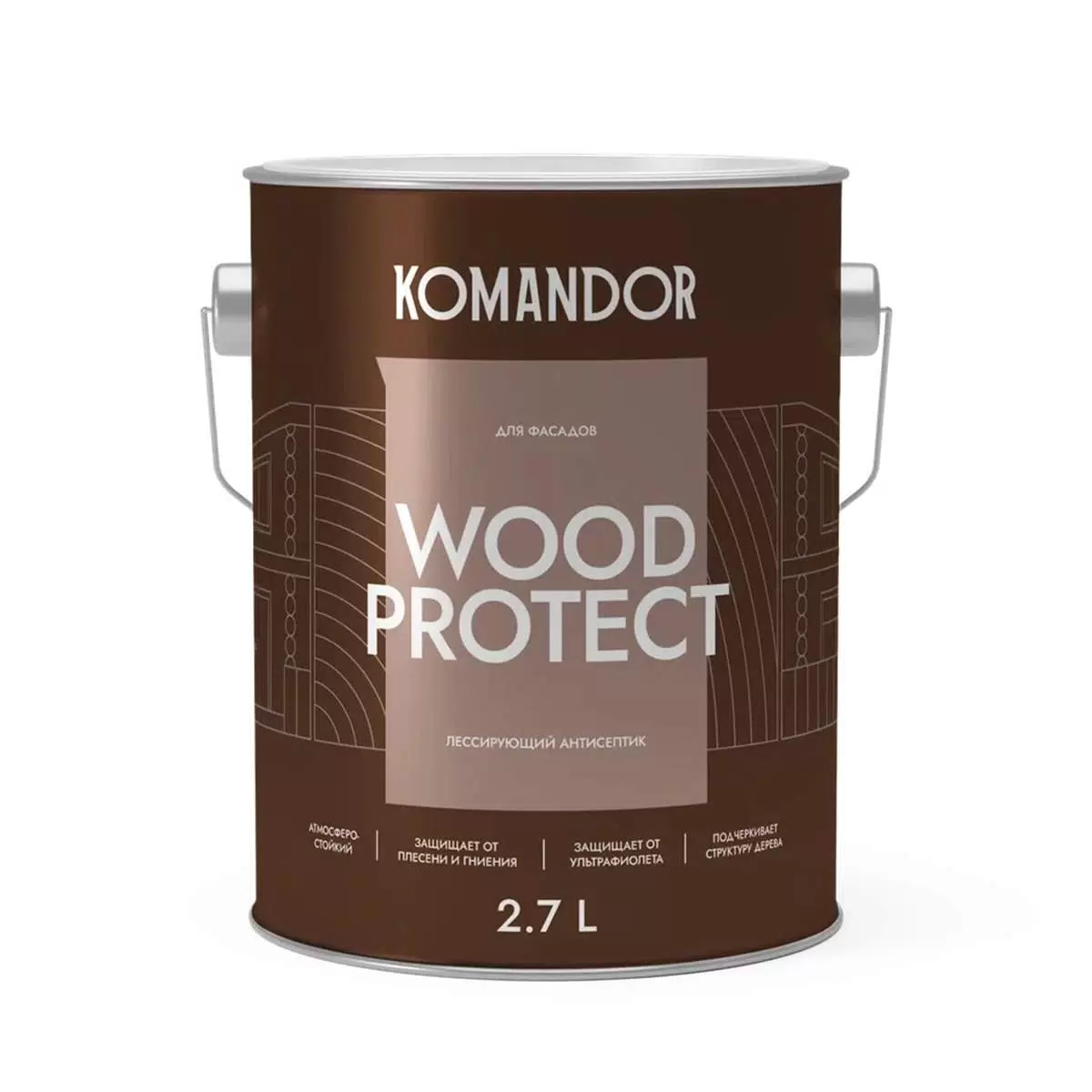 Антисептик лессирующий Komandor Wood Protect 2,7 л