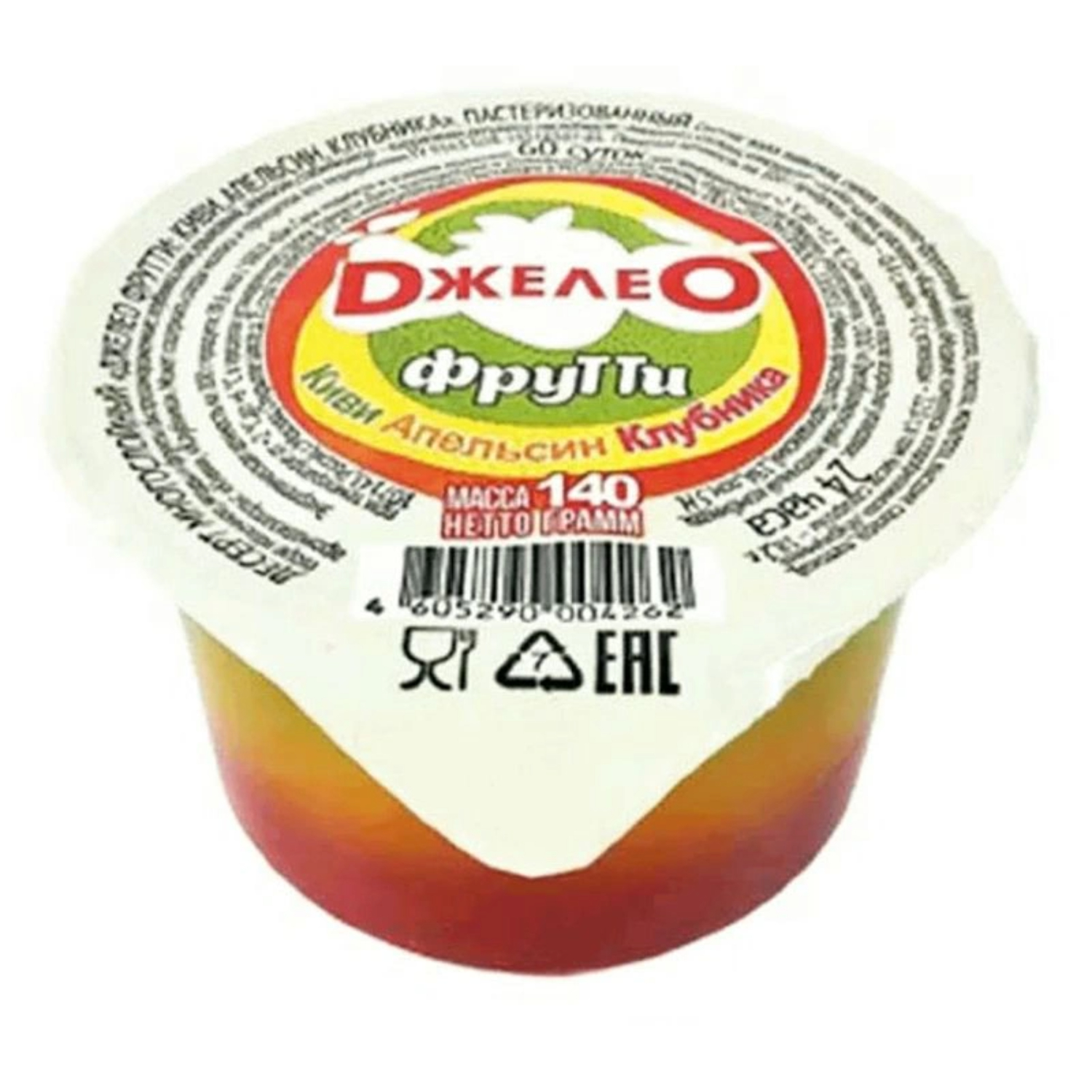 Десерт Джелео фрутти многослойное, киви, апельсин, клубника 140 г