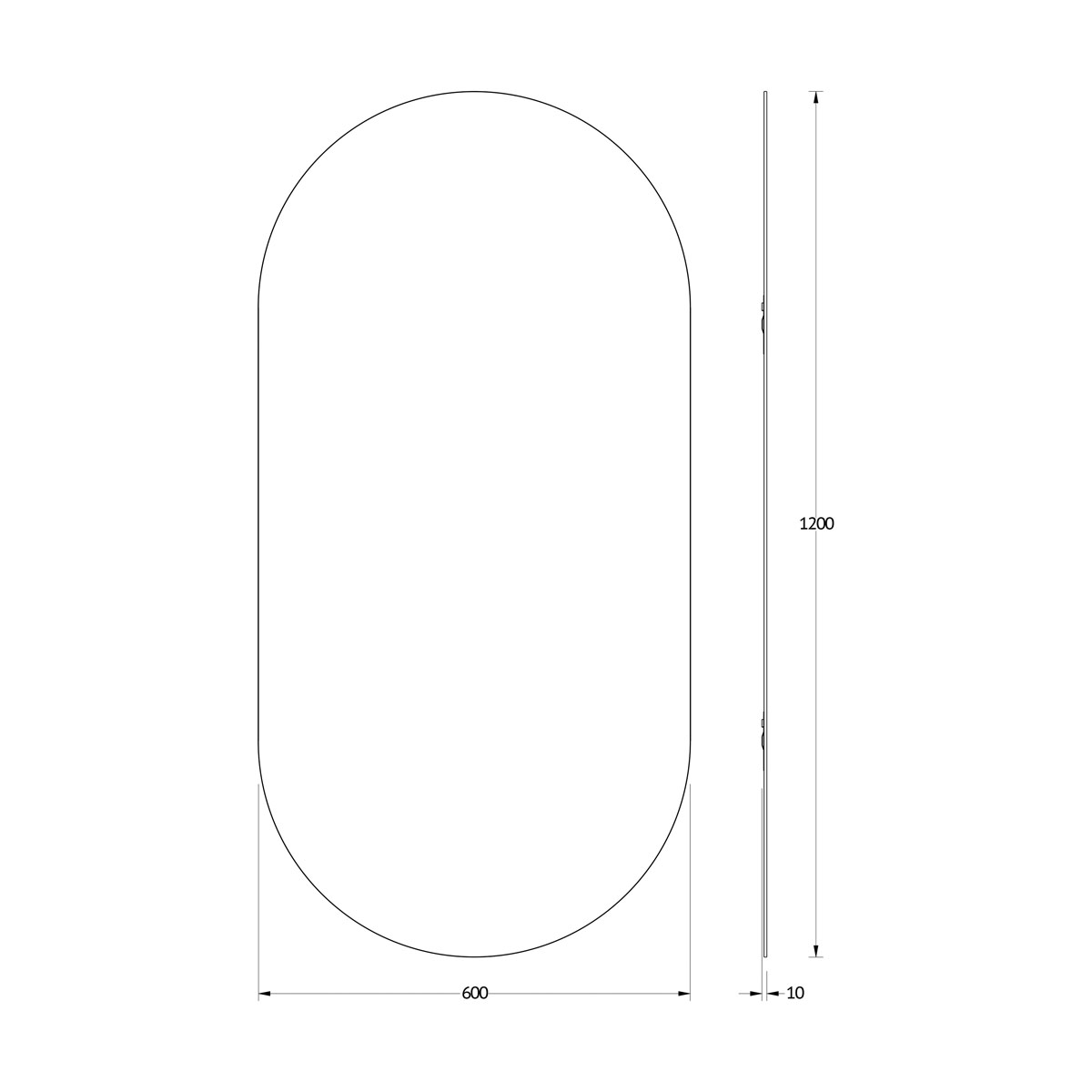 Зеркало Evoform с черной окантовкой 60x120 см Вид№2