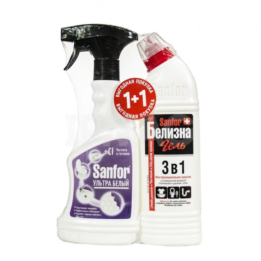 Набор чистящий SoellSanfor спрей универсальный 500 мл и гель белизна 500 мл 239₽