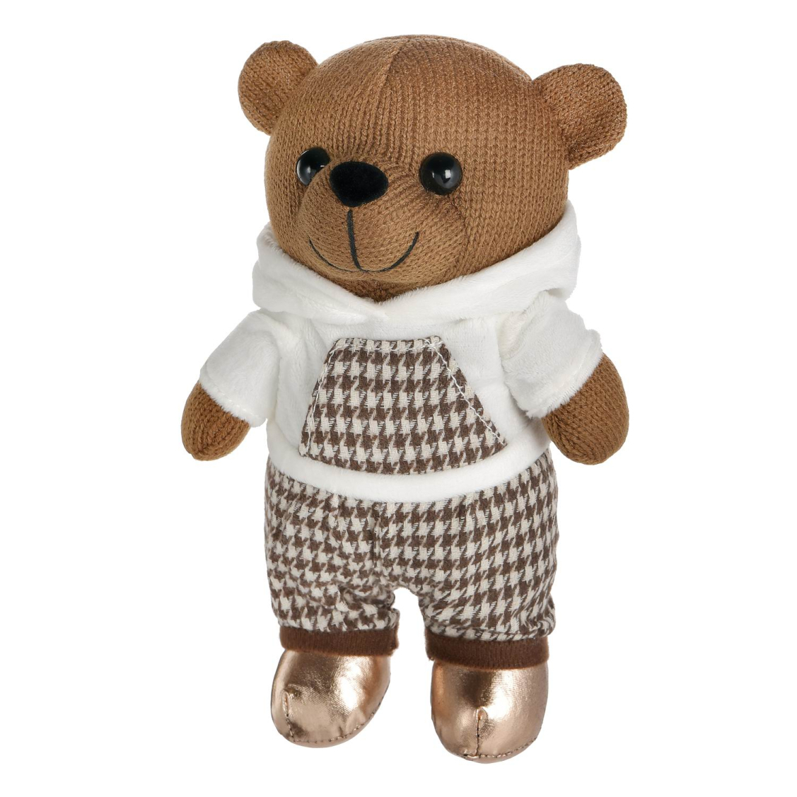 Игрушка мягкая Abtoys Knitted Мишка вязаный мальчик в белом худи 25 см