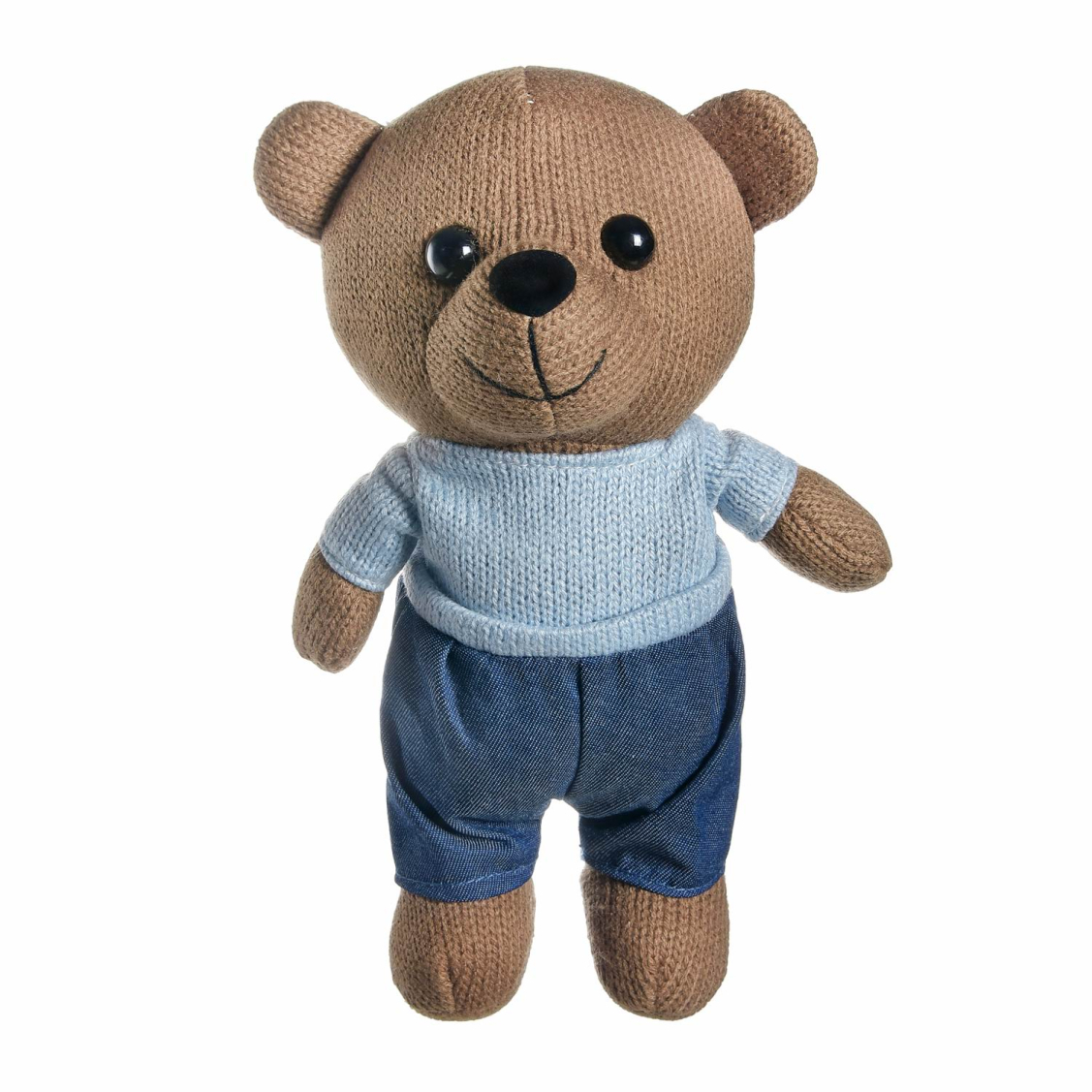 Игрушка мягкая Abtoys Knitted Мишка мальчик вязаный в джинсах и свитере 25 см