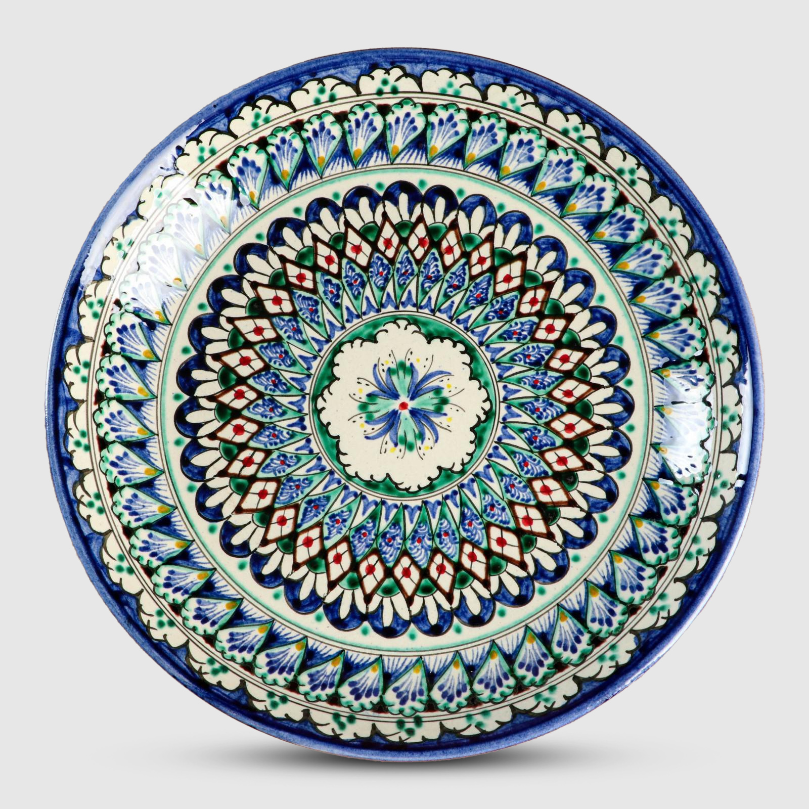 Ляган Риштанская керамика Узоры Синий 25 см 1573780