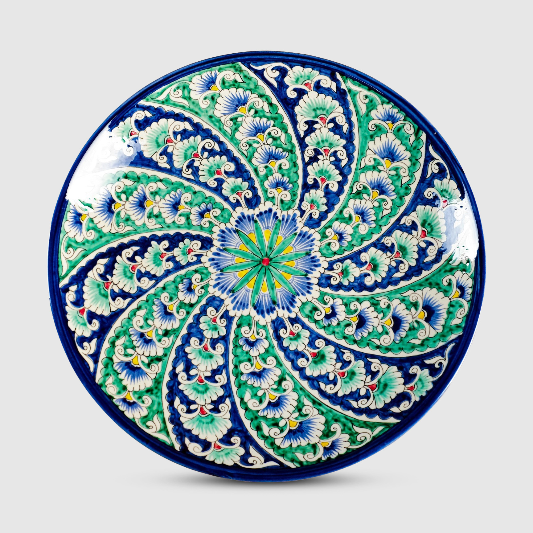 Ляган Риштанская керамика Цветы Синий 32 см 7003790