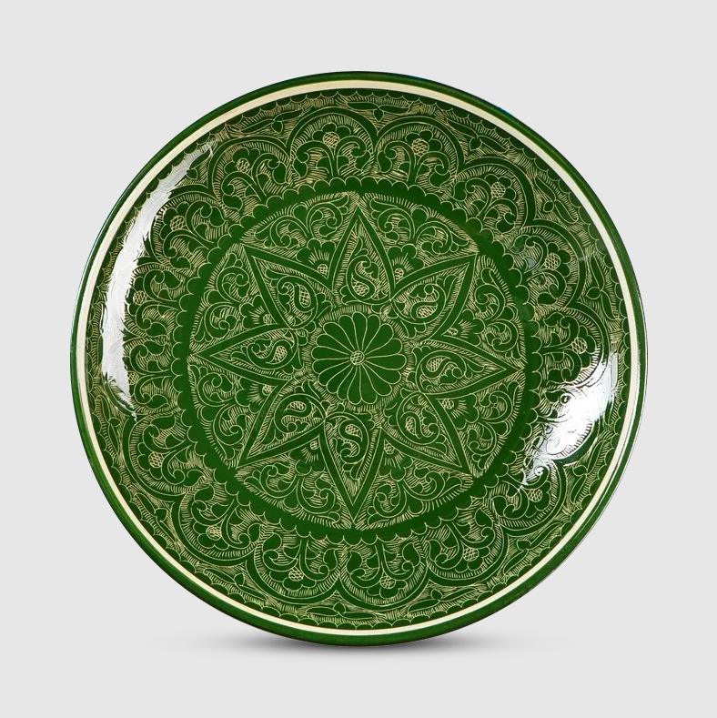 Ляган круглый Риштанская керамика Зеленый 31 см 2245471