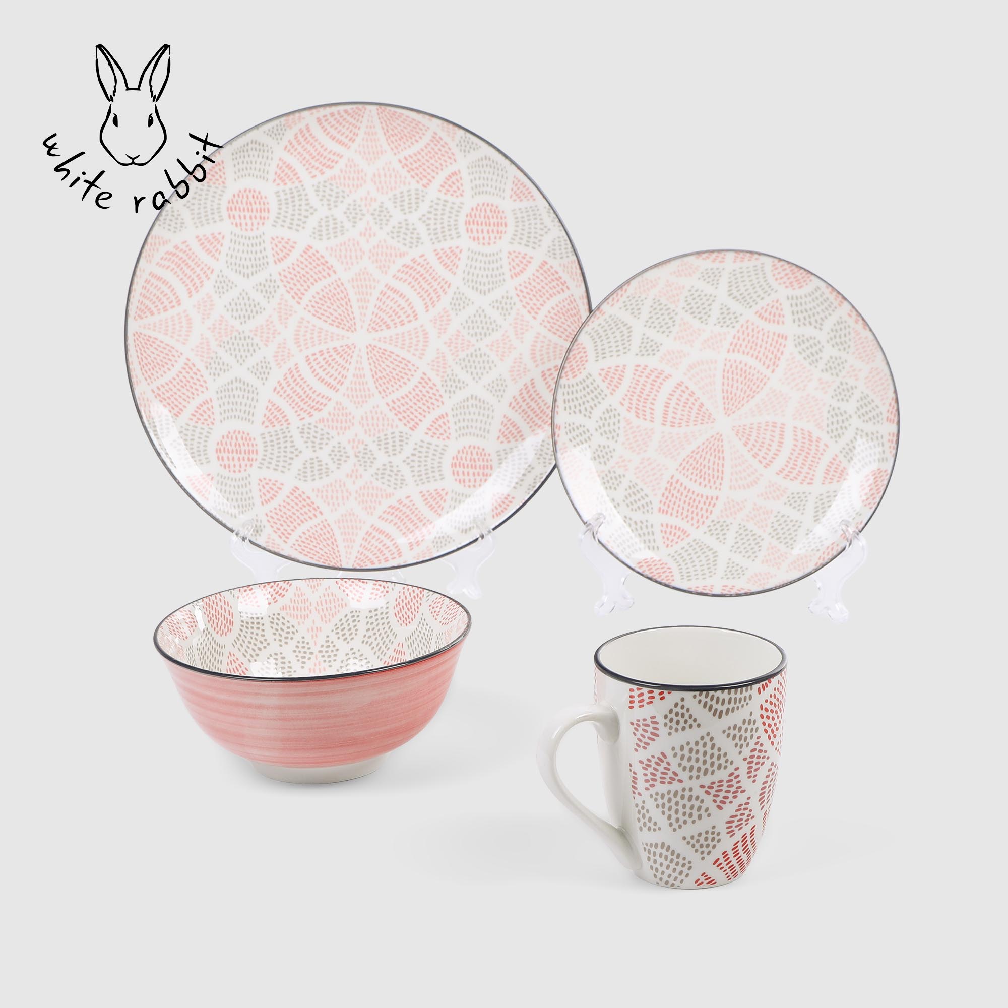 Набор посуды White Rabbit Mosaic Pink 16 предметов 4590₽