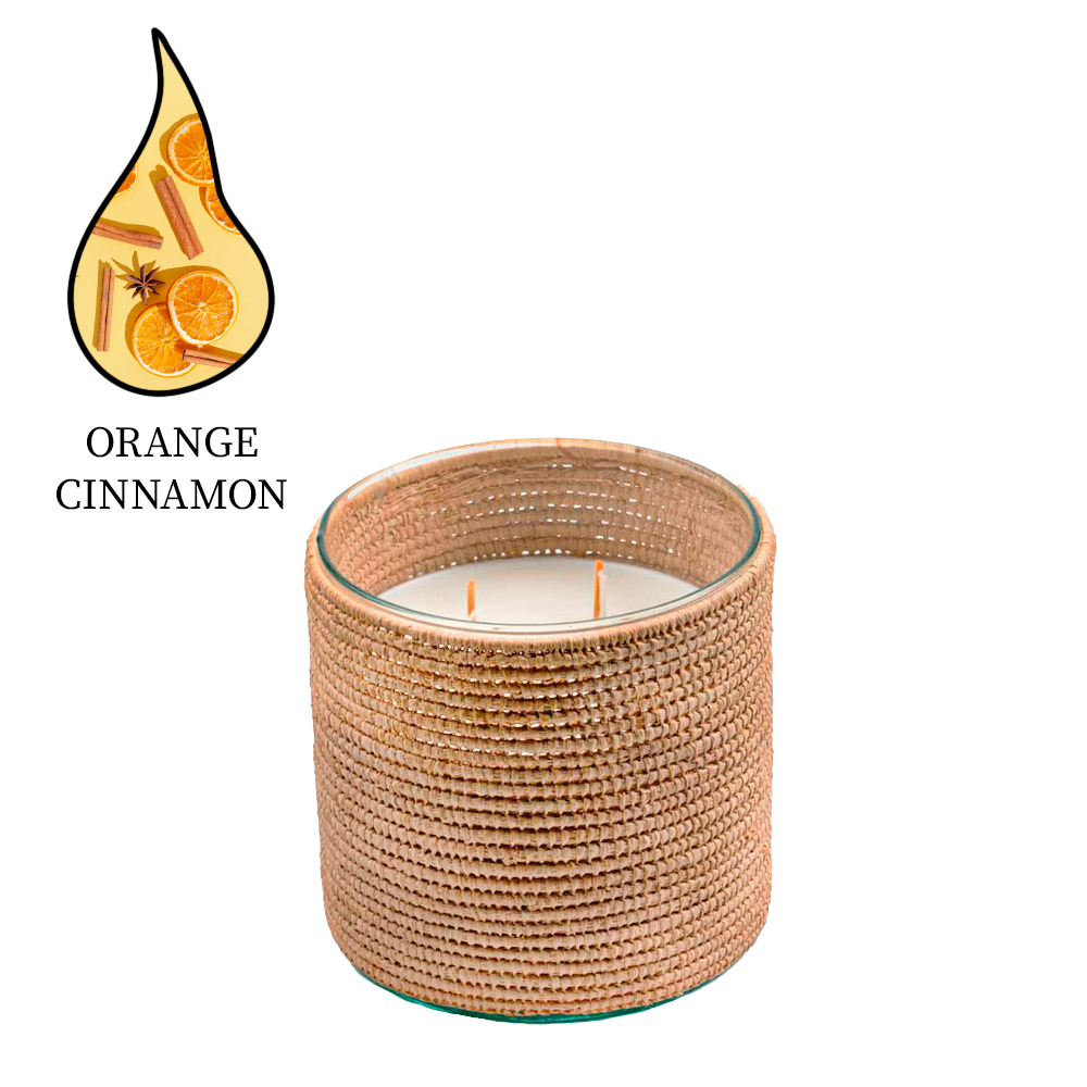 Аромасвеча Nour Bougie Alterna Orange cinnamon рафия бежевая 2400 г