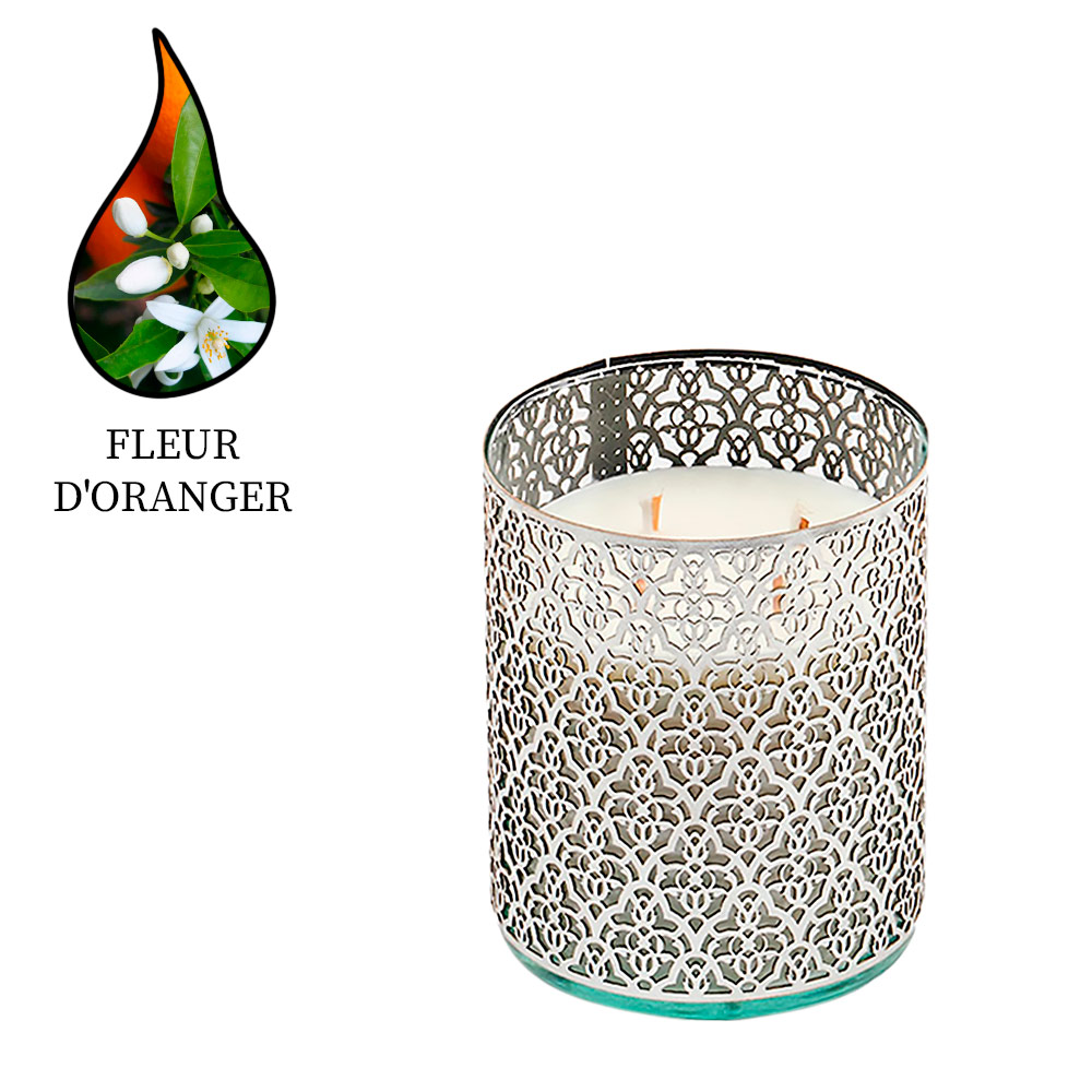 Аромасвеча Nour Bougie Arabesque Fleur d’orange серебро 1300 г