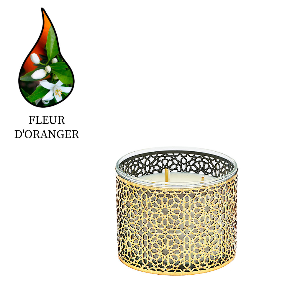 Аромасвеча Nour Bougie Mosaica Fleur d’oranger золото 1750 г