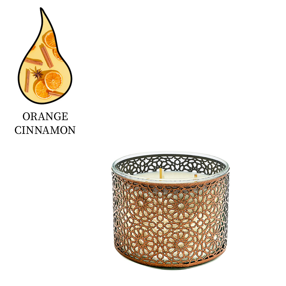 Аромасвеча Nour Bougie Mosaica Orange cinnamon бронза 1750 г