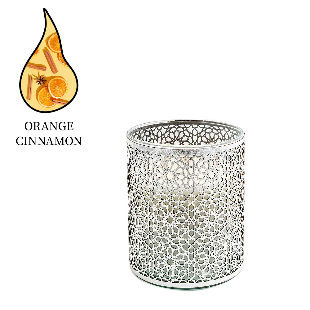 Аромасвеча Nour Bougie Mosaica Orange cinnamon серебро 2400 г