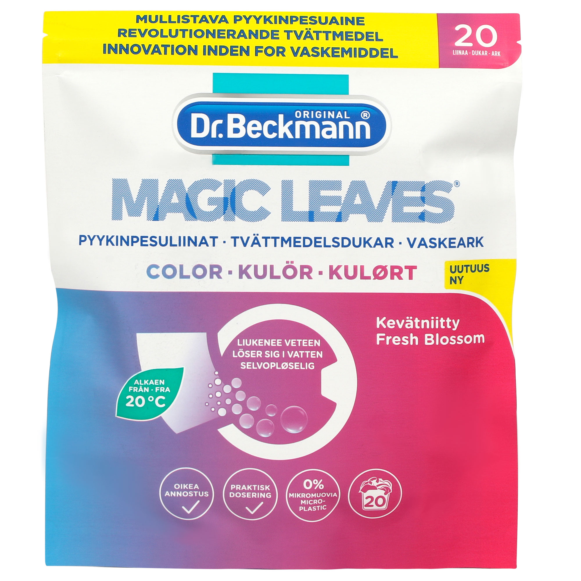 Средство для стирки Dr. Beckmann Magic leaves для цветного в пластинах 20 шт