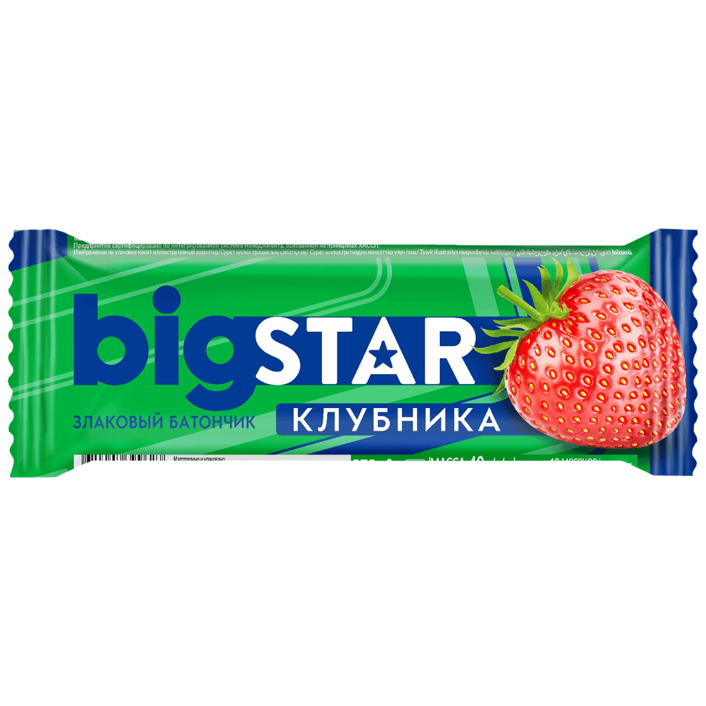 Батончик Big star злаковый с клубникой 40 г 69₽