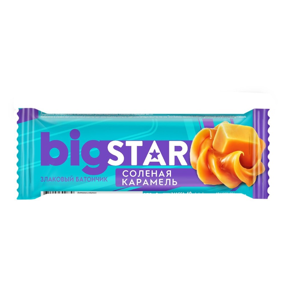 Батончик Big star злаковый с соленой карамелью 40 г